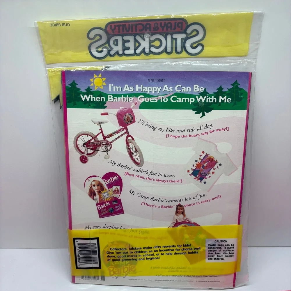 Vintage 90s Mattel Barbie Calendar Sticker Album Poster Lot Pink